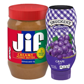 Jif 40oz Creamy Peanut Butter + Smuckers 20oz Squeeze Grape Jelly