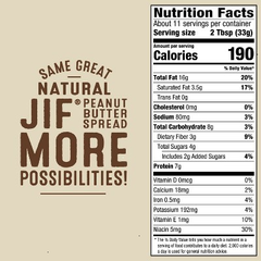 Jif Natural Squeeze Creamy Peanut Butter Spread - 13oz