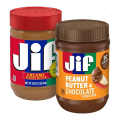 Jif 16oz Creamy Peanut Butter + 15oz Peanut Butter and Chocolate Flavored Spread