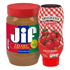 Jif 40oz Creamy Peanut Butter + Smuckers 20oz Squeeze Strawberry Fruit Spread